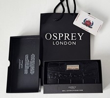 NEW OSPREY GRAEME ELLISDON, WALLET/PURSE, BLACK LEATHER, CROC EMBOSSED