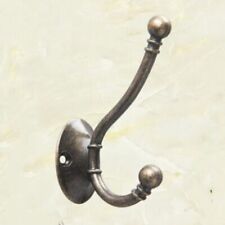 2pcs Metal Double Antique Brass Hat and Coat Hooks Door Robe Dress Ball End