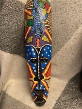 Wooden Mask Hand Carved Art Painted Wall Decor Art 20” Tall Colorful Jamaica