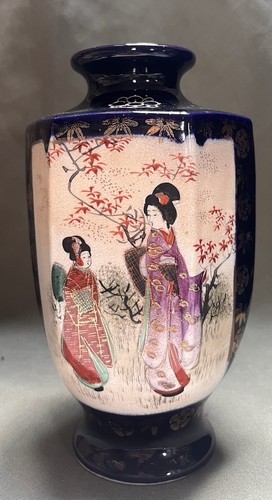 Japanese satsuma vase cobalt - satsuma,