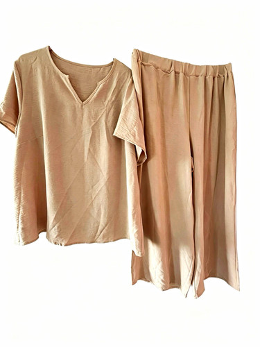 Women beige knit neck - knit, v-neck