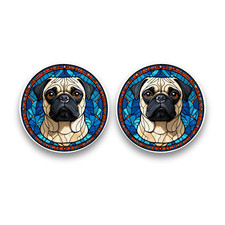 2x Small Pug Dog Puppy Stained