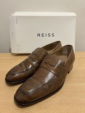 Reiss London tan leather Loafers shoes Size EU 45 UK 11