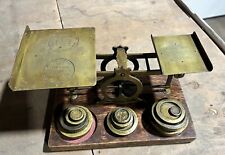 Antique Postal Scales Wood and Brass with Original Weights