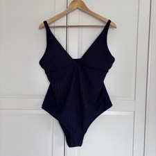 Primark Ladies Blue Size XL High Legged Swimsuit Padded Bra