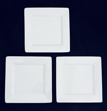 THREE 6” Square Appetizer Plates - Everyday White Porcelain  (Fitz & Floyd?)