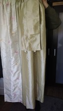 ACCORD Interlined Curtains Pair Set  Satin Golden Green Blackout size 135x165cm 