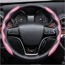 CGEAMDY Car Steering Wheel Cover, Universal Microfiber Leather Auto Pink 