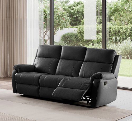 Black genuine leather - leather, seater