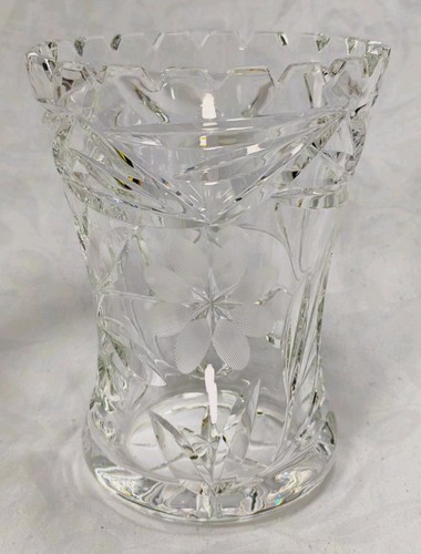 Heavy cut crystal vase - cut,