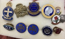 11 Vintage Pin Badges very old