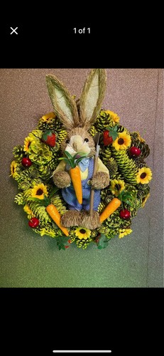 Large straw rabbit decorated - large,