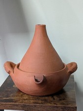 Handmade  Terracotta Cooking Pot/ Conical Lid & Pouring Spout  Rustic Steam Pot