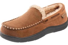 Men's Slippers Moccasin Memory Foam House Shoes Cozy Anti-Skid Slip On UK 12