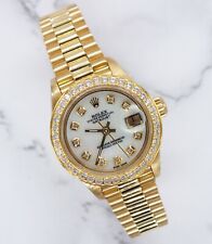 Rolex Datejust Ladies 26mm in Solid 18ct Gold, White MOP DIAMOND Dial & Bezel.