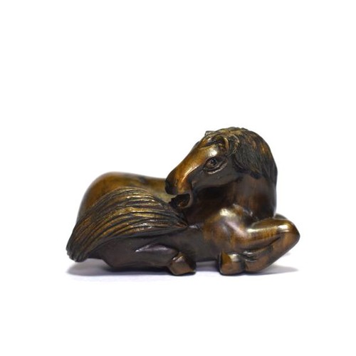 Netsuke horse japanese boxwood - horse,