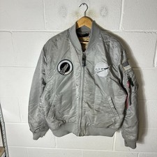Alpha Industries Jacket Mens 2XL XXL Grey 100th Mission Space Flight NASA Bomber