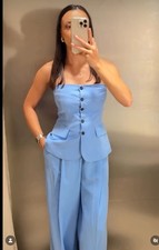 Zara Co Ord Set sky blue wide