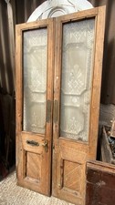 VICTORIAN ANTIQUE - FRENCH DOUBLE PANEL DOORS - PITCH PINE  RECLAIMED / SALVAGE