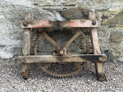Large antique iron cog wheel - antique,