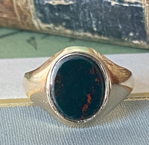 Gents 9ct gold bloodstone - gold, &