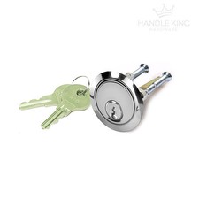 Night Latch Cylinder Lock Barrel Chrome Finish 2 Keys Replacement Rim Cylinder