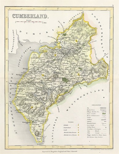 Cumberland map 1840 original - map,