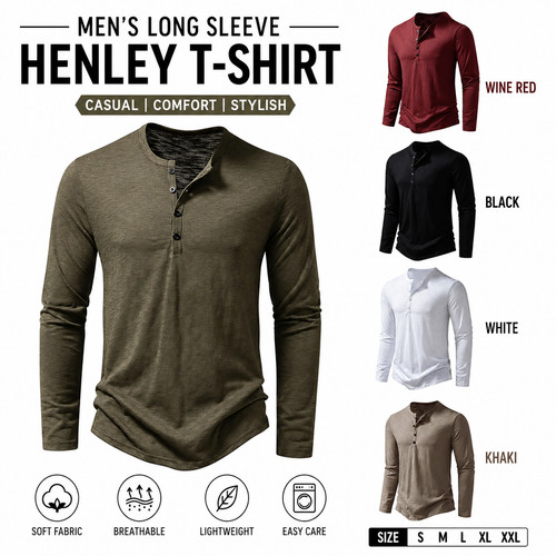 Men cotton henley - cotton,