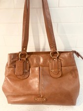 Leather Tan Tote Shoulder Bag Oriano