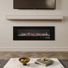 50/60/72" Electric Fire Media Wall Glass Fireplace LED Free Stand/Insert Mounted