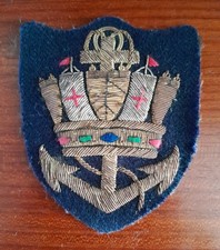 Vintage Merchant Navy Crown And Anchor Wire Blazer Badge