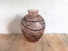 Art Nouveau Bohemian veined glass vase by Kralik Late 19th Czech threaded corded