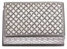 Vintage Indian Silver Inlaid Bidriware Pandan Trinket Box Bidar India Mughal