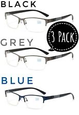 3 Pack Rimless Designer Metal Frame Reading Glasses men Women Unisex Business
