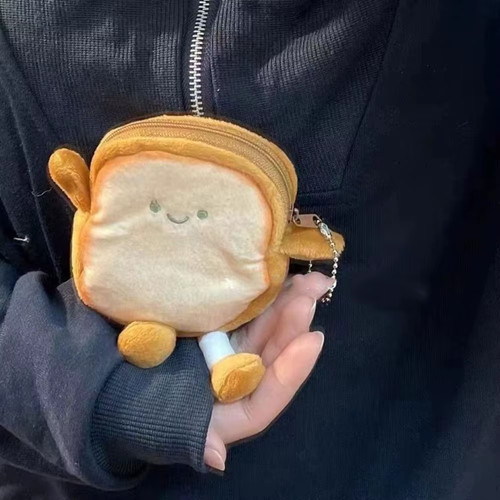 Cartoon toast bread plush coin - bread,