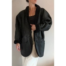 Black real sheepskin bomber