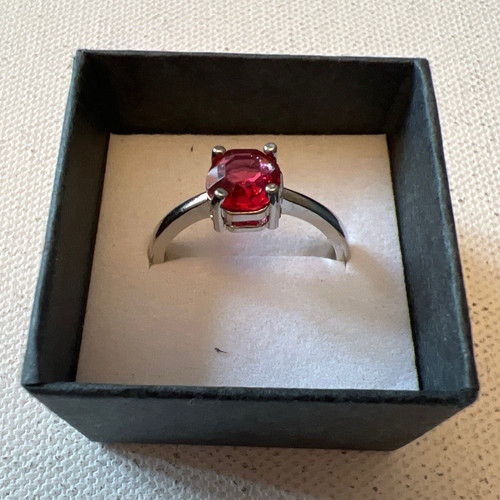 Silver tone solitaire ring - solitaire,