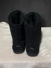 Elle Shoes Midi Mini Luxury Faux Fur Lined Boots - Black