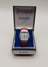 Vintage Citizen Tank Mens Day Date Silver CQ Quartz Watch with Rare Original Box
