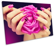 Nail Varnish Beauty Salon Print CANVAS WALL ART Picture Pink
