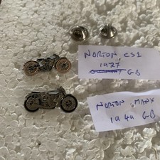 Job lot of 2 Norton motorcycles CS1 Manx metal lapel pins