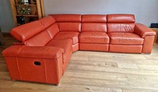 Orange Large Leather Modular Corner Sofa Recliner (PTP)