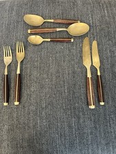 Vintage MCM Bronze & Teak Wood
