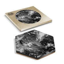 Hexagon coaster bw - coaster,