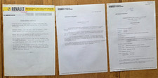 ALPINE RENAULT two separate press release x 2. 1973 & 1977 car sales brochure
