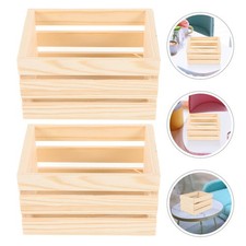  2 Pcs Mini Crates Miniature Dollhouse Accessories Decoration Wooden Milk