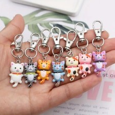 RANDOM Colour Cat Resin Lobster Clasp Keyring (2wA4 ) *