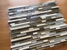 Luxury Fine Cut Beige Light Brown Mix Marble/Brick Glass Mosaic Tile RRP £17