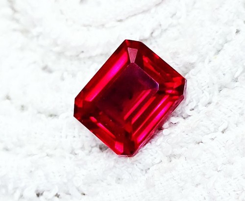 Emerald cut natural red ruby - natural,