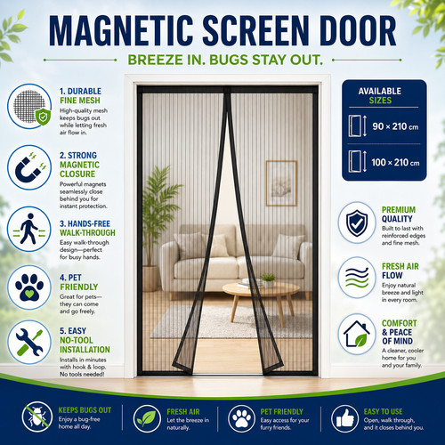 Magnetic screen door curtain - magnetic,